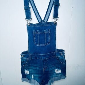 Wax Jean Blue Distressed Denim Overalls